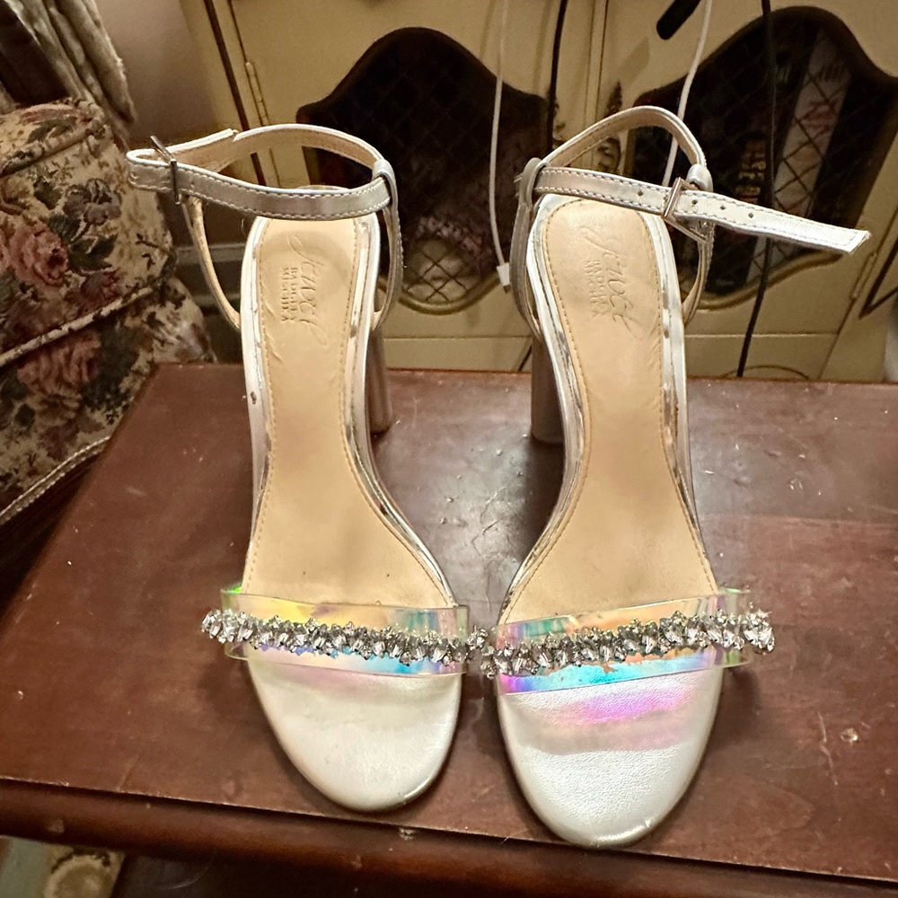 Badgley Mischka silver heels